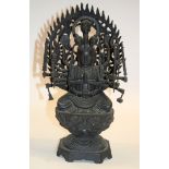 A LARGE CHINESE BRONZE DEITY. 37 cm high.