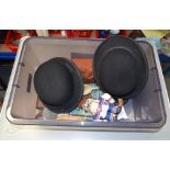 TWO VINTAGE BOWLER HATS etc. (qty)