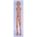 A RARE EARLY CHINESE HAN DYNASTY TOMB FIGURE modelled as a slender standing male. 58 cm high.
