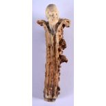A 19TH CENTURY BAVARIAN BLACK FOREST CARVED STAG ANTLER HANDLE with portrait terminal. 9.5 cm high.