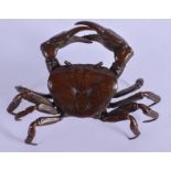 A JAPANESE BRONZE OKIMONO OF A CRAB. 11 cm x 7 cm.