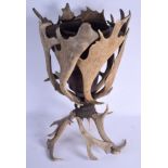 A CHARMING LARGE STAG ANTLER ICE BUCKET. 64 cm x 40 cm.