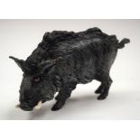 A LARGE COLD PAINTED BRONZE HOG. 15 cm x 12 cm.