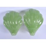 A RARE PAIR OF VINTAGE MURANO GREEN GLASS MODERNIST SEA SHELL SCONCES C1960, Barovier & Toso style.