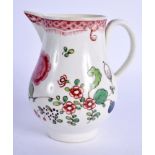 A GOOD 18TH CENTURY LIVERPOOL SPARROW BEAK JUG painted with the Chinese Export style with a large ro