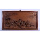A 19TH CENTURY ITALIAN CARVED WOOD PANEL OF BIRDS by Giuseppe Bianchi (1808-1877). 65 cm x 35 cm.