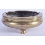 AN 18TH CENTURY CHINESE CIRCULAR BRONZE CENSER Qing, bearing Xuande marks to base. 1358 grams. 16 cm