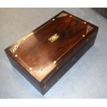 AN ANTIQUE WRITING BOX. 35 cm wide.