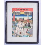 THREE FRAMED EARLY 20TH CENTURY JAPANESE TAISHO PERIOD PRINTS possibly Woodblocks. Largest image 44