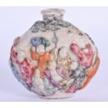 A 19TH CENTURY CHINESE FAMILLE ROSE PORCELAIN SNUFF BOTTLE Qing, decorated with buddhistic figures.