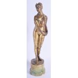 AN ART NOUVEAU EUROPEAN BRONZE FIGURE OF A NUDE FEMALE modelled as a Romanesque female. Bronze 27 cm