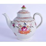 AN 18TH CENTURY STAFFORDSHIRE PEARLWARE TEAPOT AND COVER painted with flowers. 14.5 cm wide.