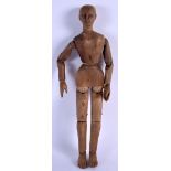 A 19TH CENTURY CARVED WOOD ARTICULATED ARTISTS LAY FIGURE. 41 cm x 22 cm.