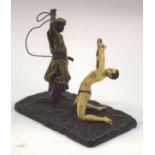 A COLD PAINTED BRONZE FIGURAL GROUP. 16 cm wide.