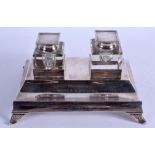 A GEORGE V SILVER INKSTAND. London 1911. Silver 20 oz. 21 cm x 16 cm.