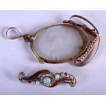 A VICTORIAN 15CT GOLD AND OPAL BAR BROOCH together with a pair of yellow metal lorgnettes Brooch 2.1