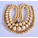 TWO 19TH CENTURY IVORY NECKLACES. (2)