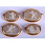 FOUR 18TH/19TH CENTURY GOLD MOUNTED CAMEOS. (4)