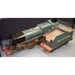 A VERY LARGE STEAM LOCOMOTIVE WITH TENDER together with assorted accessories and parts. Locomotive 1