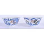 A PAIR OF 19TH CENTURY CHINESE DOUCAI BLUE AND WHITE BOWLS Qing, bearing Yongzheng marks to base. 10