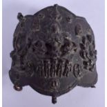 A VERY RARE 16TH/17TH CENTURY TIBETAN BRONZE TABIJ ARMLET decorated with Surja, Ganesha & Kartik. 9