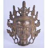 AN 18TH/19TH CENTURY INDIAN NEPALESE ASIAN BRONZE BUDDHA HEAD. 20 cm x 13 cm.