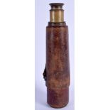 A 19TH CENTURY ROSS OF LONDON BRASS AND LEATHER TELESCOPE No 63411. 47 cm long extended.