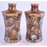 A PAIR OF 19TH CENTURY JAPANESE MEIJI PERIOD SATSUMA VASES painted with immortals. 16 cm high.