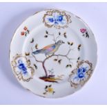 A 19TH CENTURY MEISSEN PORCELAIN SCALLOPED PLATE painted with birds and foliage. 22.5 cm wide.