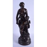 A LARGE 19TH CENTURY FRENCH BRONZE FIGURE OF A NUDE FEMALE by Antoine Etex (1808-1888) modelled with