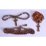 THREE EARLY 20TH CENTURY CONTINENTAL ROSARY BEAD NECKLACES. (3)