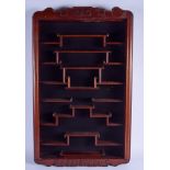 AN EARLY 20TH CENTURY CHINESE CARVED HARDWOOD SNUFF BOTTLE DISPLAY CABINET Qing/Republic. 75 cm x 50