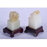 A PAIR OF EARLY 20TH CENTURY CHINESE CARVED JADE SEALS Qing. (4)