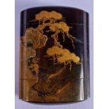 A 19TH CENTURY JAPANESE MEIJI PERIOD FIVE SECTION LACQUERED INRO depicting a beast upon a rock. 6.5