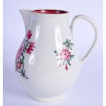 AN 18TH CENTURY WORCESTER SPARROW BEAK JUG painted with a large rose and other flowers. 9.5 cm high.