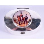 A CONTINENTAL NOVELTY MILITARY PILL BOX. 3 cm x 2 cm.