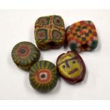 OLD ROMAN BEADS. (5)