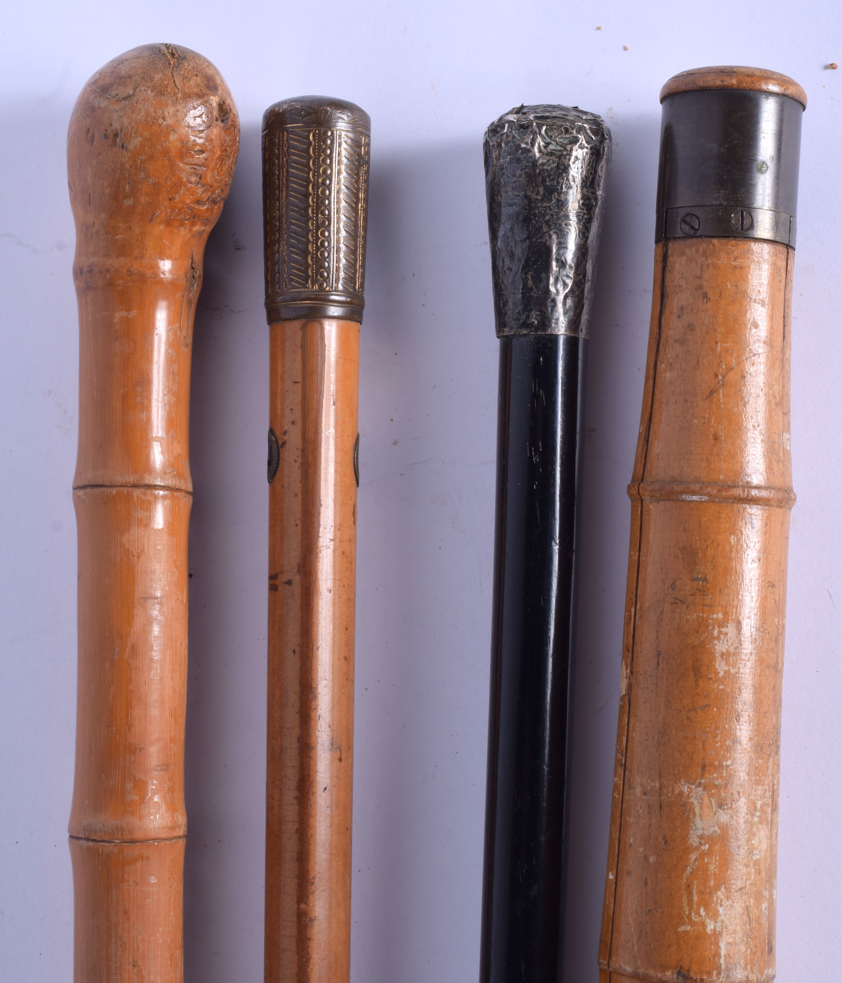 FOUR ASSORTED VINTAGE WALKING CANES including a gnurled bamboo cane. Largest 90 cm long. (4) - Image 2 of 3
