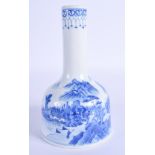 A CHINESE BLUE AND WHITE PORCELAIN MALLET SHAPED VASE Republic, painted with landscapes and scholars
