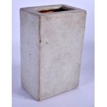 A 1970S CONTINENTAL CHINESE STYLE GE TYPE SQUARE BRUSH POT. 15 cm x 9 cm.