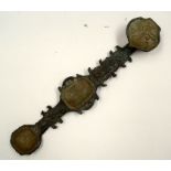 A CHINESE BRONZE AND JADE SCEPTRE. 20 cm long.