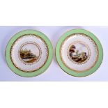 A PAIR OF 18TH CENTURY DERBY PLATES painted by George Robertson. 23 cm wide.