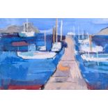 TWO STYLISH EUROPEAN FRAMED PASTEL PAINTINGS Harbour Scene & Another. Image 17 cm x 12.5 cm. (2)