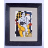 AN ABSTRACT 1970S CUBIST INSPIRED EUROPEAN PAINTING by Ali C1976. Image 14 cm x 23 cm.