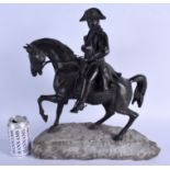 A LARGE 19TH CENTURY FRENCH BRONZE FIGURE OF NAPOLEON by James Andrey, Bonaparte A Cheval. 43 cm x 3