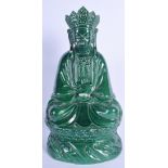 A 19TH CENTURY CHINESE GREEN GLAZED PORCELAIN FIGURE OF A BUDDHA Qing. 32 cm x 14 cm