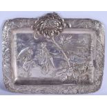 A 19TH CENTURY JAPANESE MEIJI PERIOD MIXED METAL TRAY decorated with landscapes. 35 cm x 25 cm.
