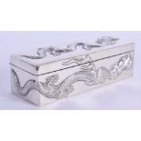 A 19TH CENTURY CHINESE EXPORT SILVER DRAGON BOX by Wang Hing. 129 grams. 11 cm x 4.5 cm.