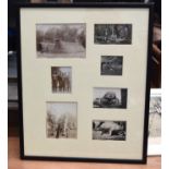 SEVEN FRAMED TRIBAL PHOTOGRAPHS with images of an unknown beast. (7)