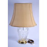 A LARGE WATERFORD CRYSTAL GLASS LAMP. Vase 33 cm high.